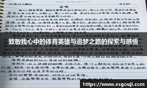 致敬我心中的体育英雄与追梦之路的探索与感悟